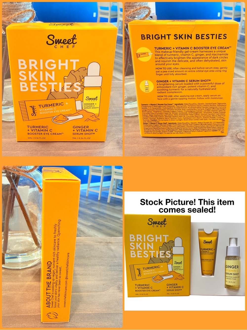 Sweet Chef Bright Skin Besties Vegan Vitamin C Eye Cream & Serum New & Sealed